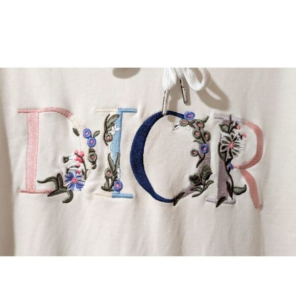 RARE ​Dior x Kaws Embroidered Floral Pullover Hoodie Medium -White - Picture 3 of 6